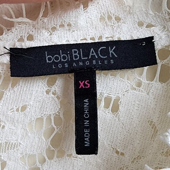 bobi Black Cream Lace Deep V-Neck Romper Set Size XS - Picture 9 of 16